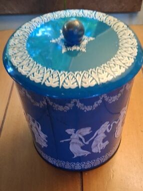 Danner Silver Metal Container Biscuit Tin with Stamped Marking